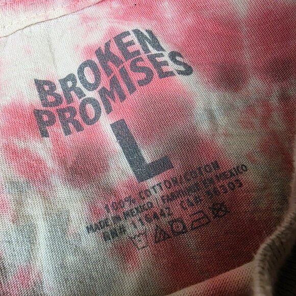 Broken Promises Anxiety Tie Dye Mens Large Pink Brown Shirt Anime Casual Expos - Picture 4 of 9